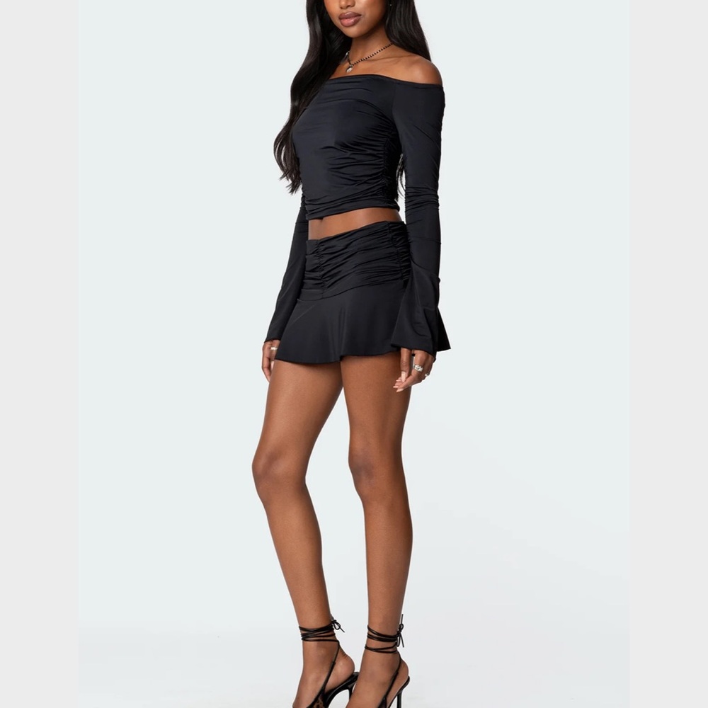 Edikted black ruched mini skirt